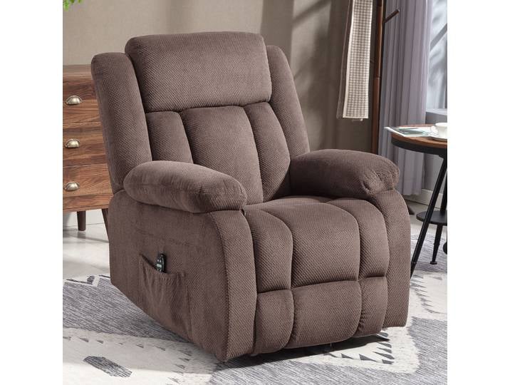 HOMCOM Fauteuil Massant Inclinable Chauffant Rotatif Marron