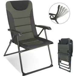 HOMECALL Campingstuhl Gartenstuhl klappbar, polyester, 5 fach Verstellbarer Rückenlehne, bis 150kg, schwarz/grün