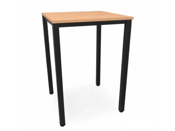 EIGENTLICH Stehtisch Gestell Schwarz, H112,5 cm (Buche, 80x80 cm) Büro Besprechungs-Stehtisch quadratische Beine Stahlrohr, Meetingtisch Bartisch aus eigener Fertigung für Privat und Gewerbe
