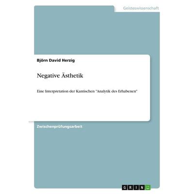 Negative Ästhetik, Taschenbuch von Björn David Herzig, GRIN, 978-3-640-52110-4