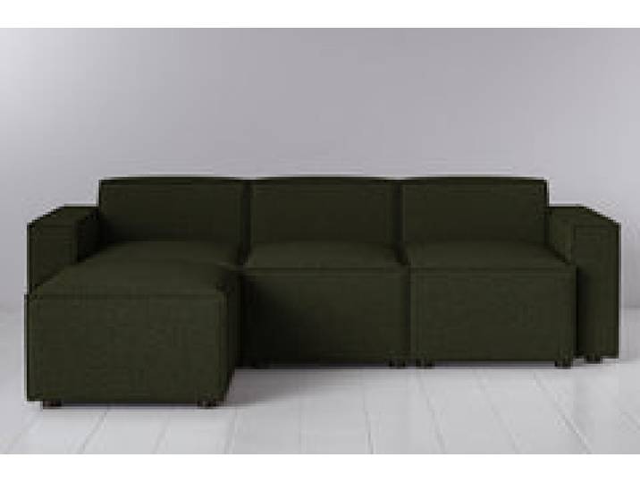 Dreisitzer-Sofa Model 03 mit Chaiselongue links, Farngrün