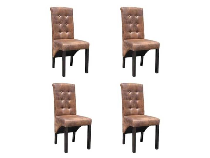 HEFZGDB 4 Esszimmerstühle Braun Kunstleder mit Polsterung und Knopfheftung für optimalen Sitzkomfort und Elegantes Design