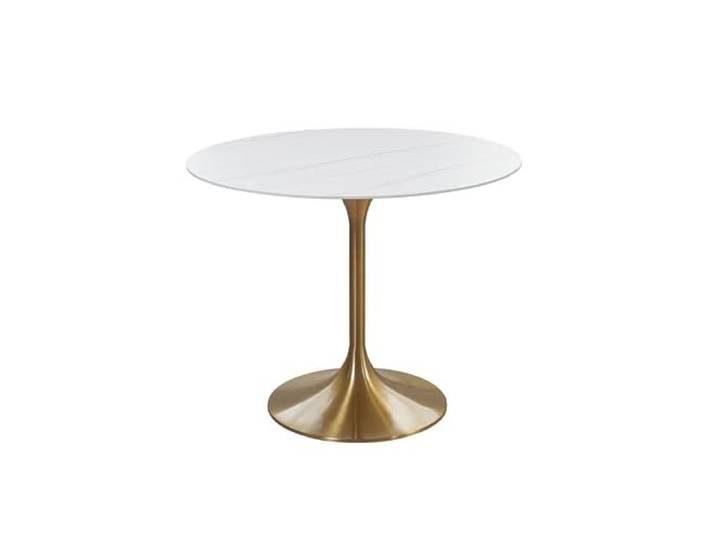 Langer Bartisch Simple Home Balcony Stone Slab Esstisch Round Meeting Bar Plattenarbeitsplatte, vergoldete Beine, for Cafés und Restaurants.