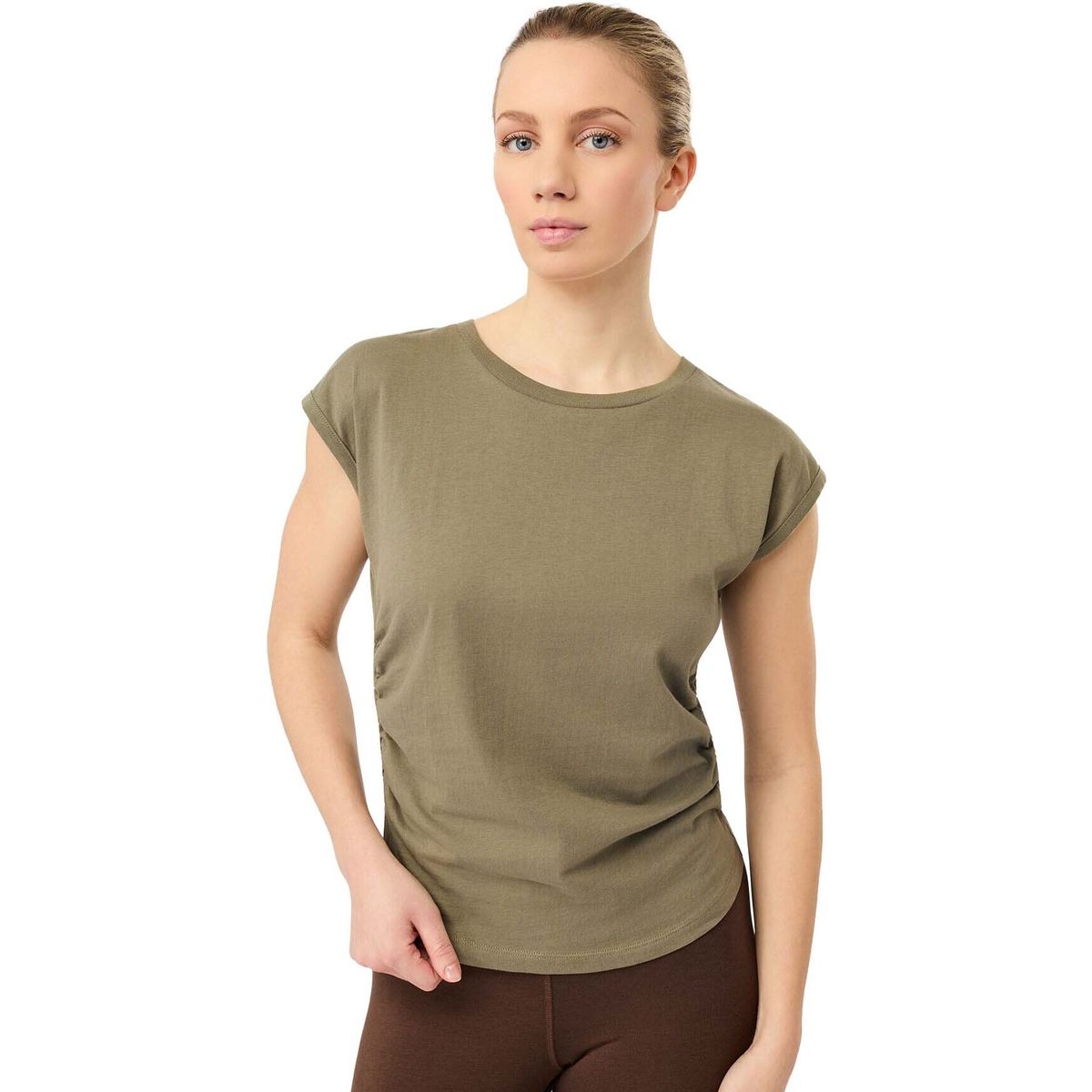 Mandala Side Ruffled Top khaki L TO53JE12-Side-Ruffled-Top-khaki-L