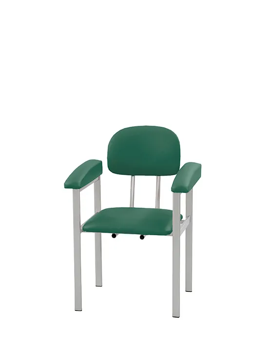 AGA Sanitätsartikel GmbH AGA Blutabnahmestuhl BES-1046, 2 Armstützen Gestell lackiert RAL 9006 weiß-aluminium-Rosenholz BES-1046-WA-Rosenholz