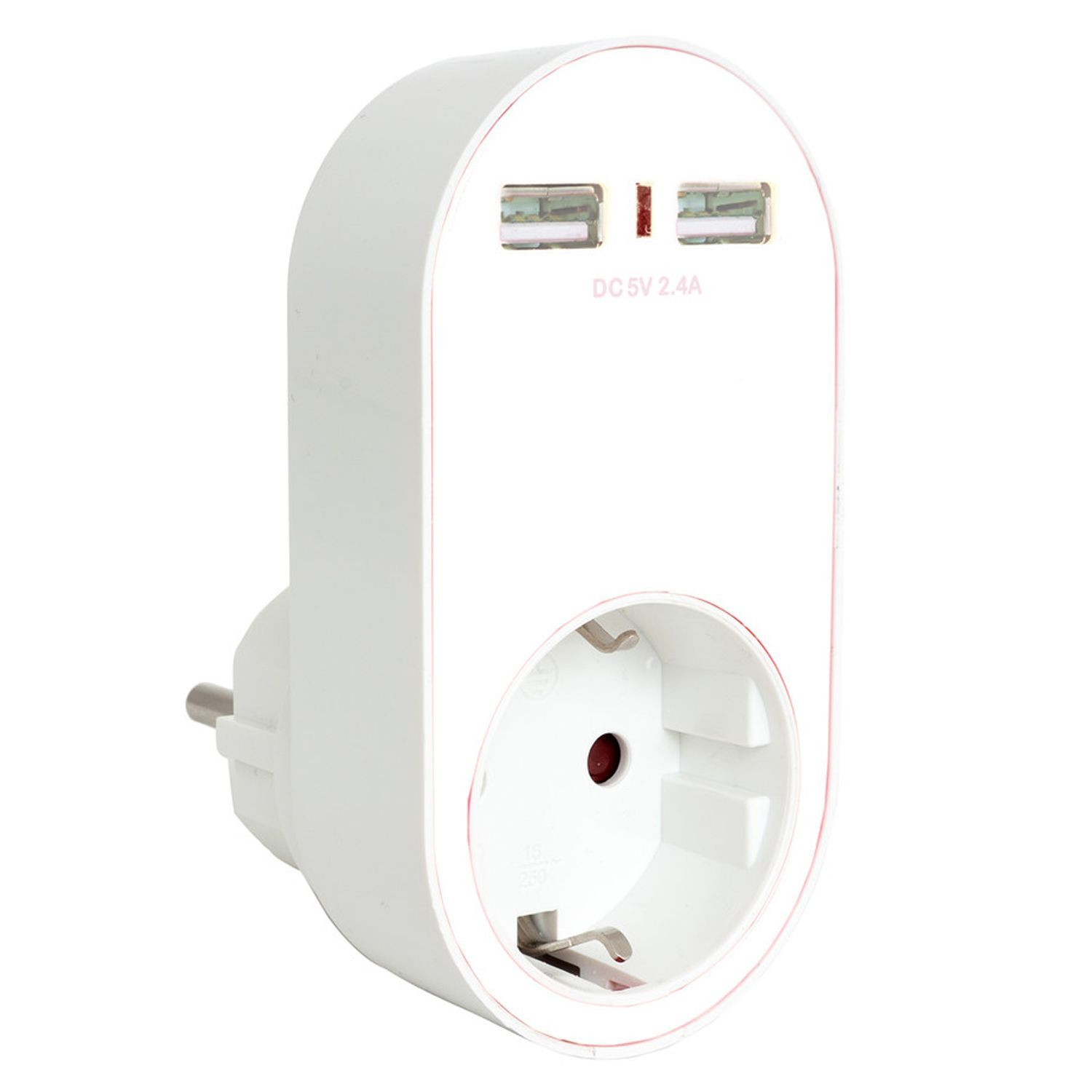 Hama Euro stopcontact met 2x USB-uitgang 2400mA - Wit