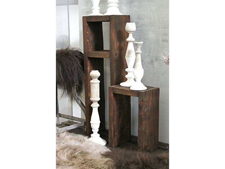 Dekorie Set - Beistelltisch & Hocker aus massivem Holz - (Braun) - fertig montiert