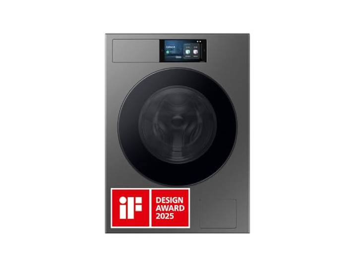 Samsung WF90F09C4SU2 Bespoke AI Waschmaschine, 9 kg, EEK: A (-55%), 7 Zoll Touch-Display, SmartThings Energy Mode, AI Home & AI Wash, Ecobubble, SuperSpeed 39 Min. Waschprogramm, Dark Steel
