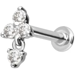 14 Karat Gold Labret mit Innengewinde MOISSANIT-BLUME + MOISSANIT