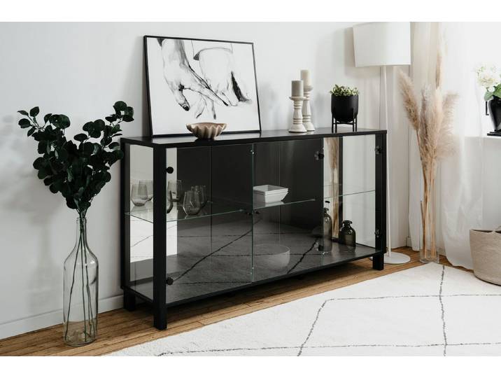 möbelvita Sideboard Sideboard Alva 51A schwarz / Spiegel