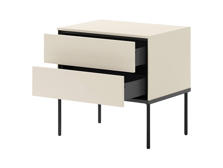 Nachttisch Bellezo mit zwei Schubladen, 56 cm, cremefarben