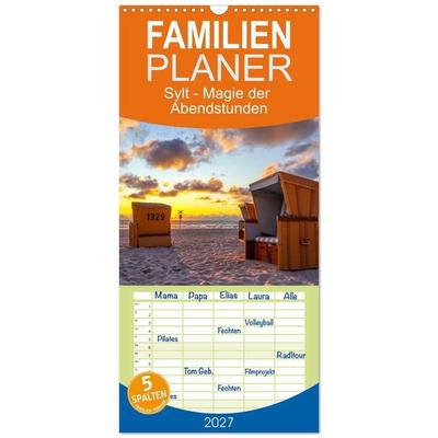 Familienplaner 2027 - Sylt - Magie der Abendstunden mit 5 Spalten (Wandkalender, 21 x 45 cm) CALVENDO