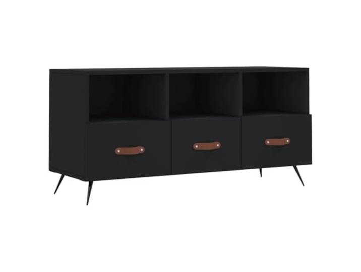 KUPTYERFG TV-Schrank Schwarz 102x36x50 cm Lowboard Fernsehtisch Stabiles Mediencenter mit 3 Schubladen und 3 Fächern für Wohnzimmer und Jugendzimmer. Beine aus Eisen bieten Halt.