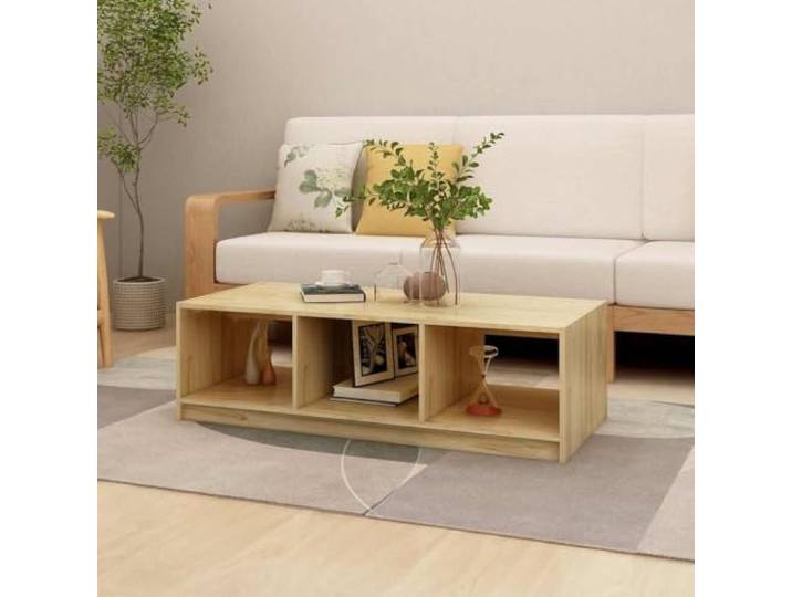 HEFZGDB Massivholz Couchtisch Kiefer 110x50x34 cm Moderner Beistelltisch mit robuster Tischplatte für Wohnzimmer und Interieur