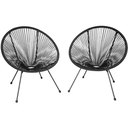 tectake 2 Gartenstühle Santana Retro im Acapulco-Stil  Schwarz