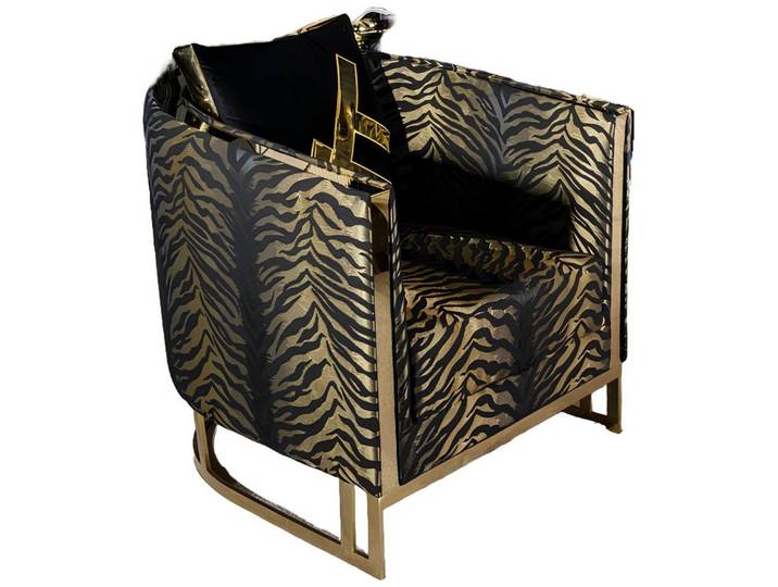 Xlmoebel Chesterfield-Sessel Moderner Sessel aus Stoff mit Holz- und Metallakzenten (Sessel), Hergestellt in Europa