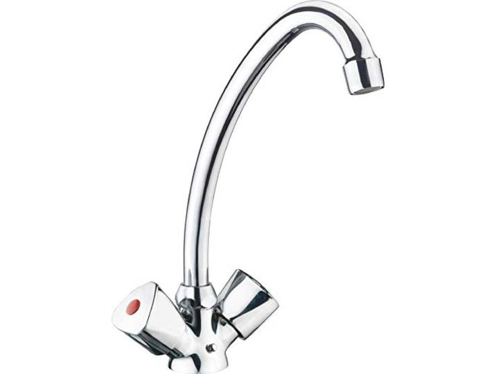 Cornat Spültisch-Zweigriffarmatur Lisa - Hochwertiger Messingkörper - verchromt - Hoher & schwenkbarer Auslauf / Hochdruck-Armatur / Küchenarmatur / Wasserhahn / LI5