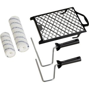 Böttcher-AG Farbroller Mikrofaser, 18 & 25cm, für Wandfarbe, mit 2 Farbwalzen und Abstreifgitter