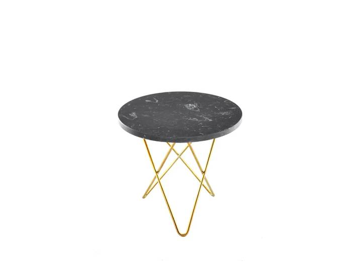 OX Denmarq Table basse Mini O marbre marquina, support en laiton