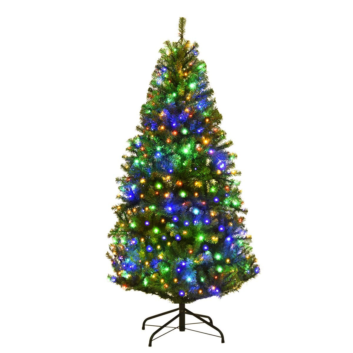 Costway Kerstboom met LED-lichtslinger, kunstmatige dennenboom, Groen, Hoogte: 120 cm