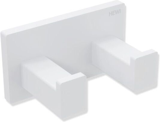 Hewi System 900 Q Doppelhaken 900Q90.00260DX pulverbeschichtet weiß tiefmatt, aus Edelstahl, 75x40x44mm