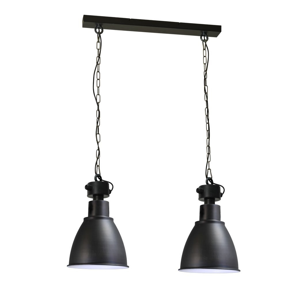 Masterlight Industria Retro Industrie Eetkamerlamp - 2-lichts - Antraciet/Zwart