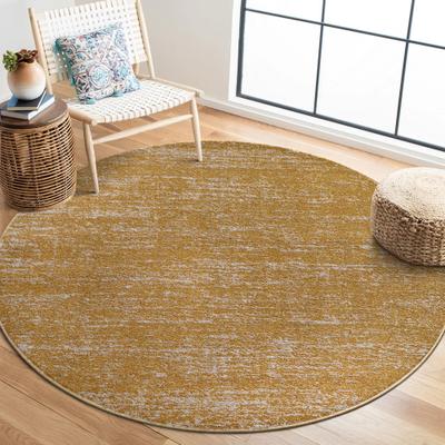 Teppich SANAT "Oslo, auch als Läufer und in Rund", gelb (goldfarben), H:10mm Ø:150cm, Kunstfaser, Teppiche, Teppich, meliert robuster Kurzflor, Wohnzimmer, Schlafzimmer, auch als Läufer