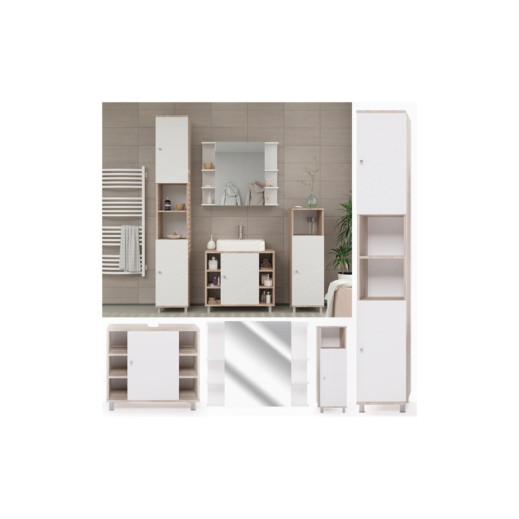 Vicco Badmöbel Set Fynn Badezimmer Spiegel Kommode Unterschrank Sonoma