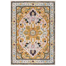 Traditioneller Wollteppich in Gelb-Grau, `Soar Andy`. 120x170 cm | Kadima Design