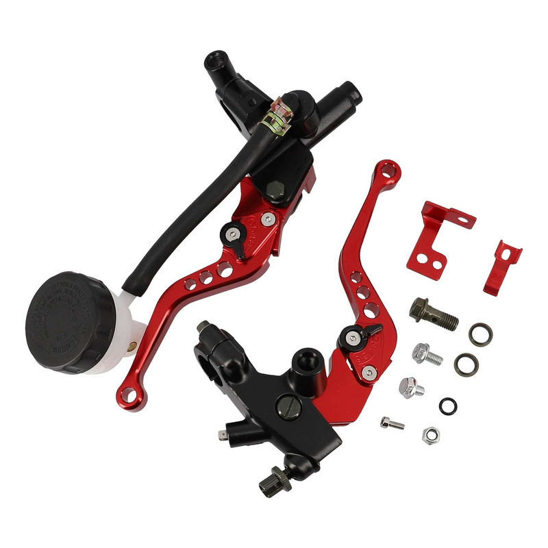 1Tek Tuning Maître cylindre de frein rouge réservoir plastique avec levier d'emb