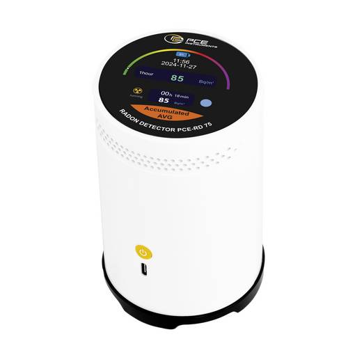 PCE Instruments Gasmessgerät PCE-RD 75 Radonkonzentration 10 kBq/m³ |Speicher |2,1 Zoll HD-Touchscreen |Energiesparmodus