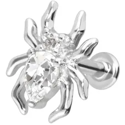14 Karat Gold Labret mit Innengewinde MOISSANIT-SPINNE