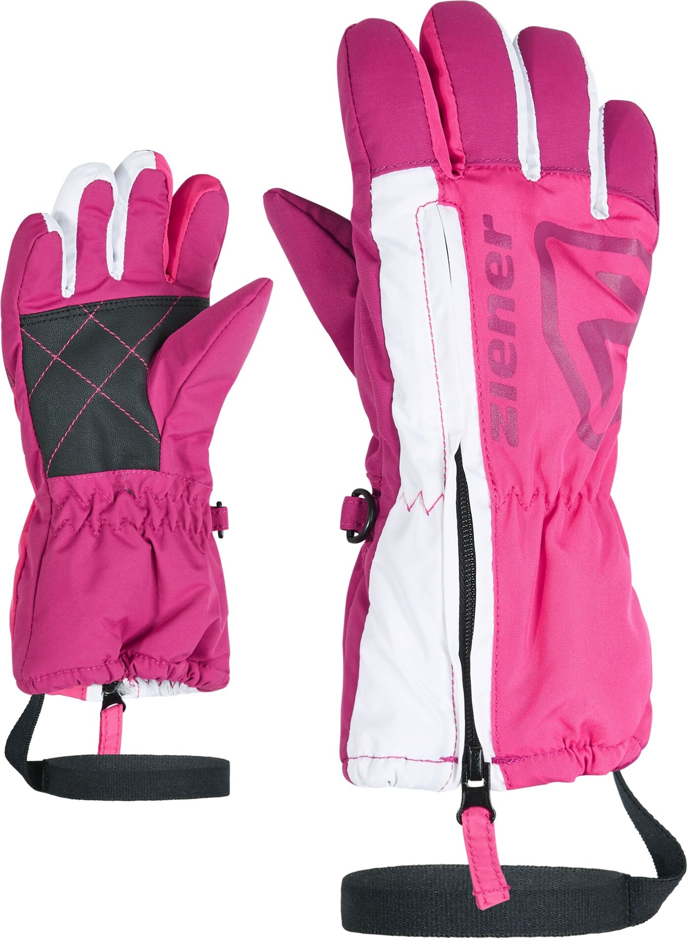 Skihandschuhe ZIENER "LEO-Z Kinder", Kinder, Gr. 3, pink (pop pink), Kunstfaser, Handschuhe Skihandschuhe, wasserabweisend, windabweisend, atmungsaktiv, langer Reissverschluss pop pink 3