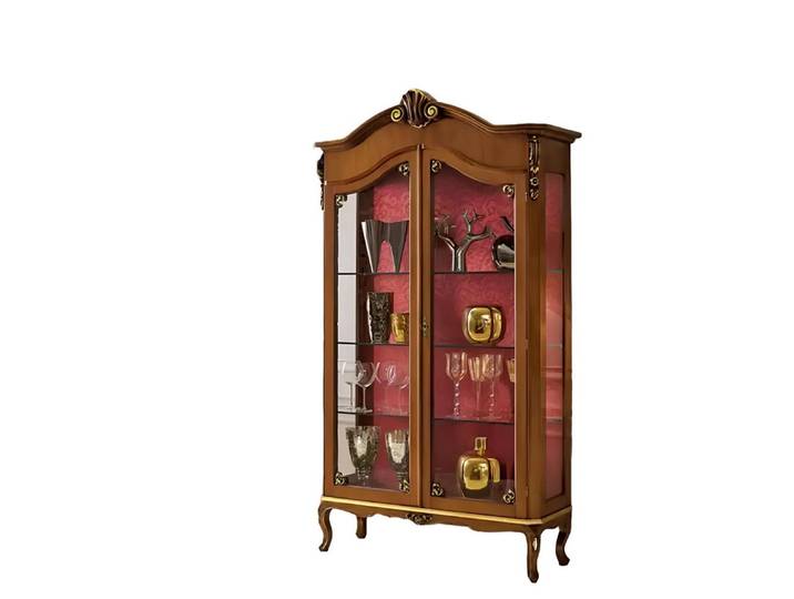 Xlmoebel Vitrine Braune Holz-Glas Vitrine für elegantes Wohnen und Stauraum (1-St., Vitrine) Hergestellt in Europa