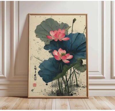 Uplift Essentials Ancient Pine Tree Wall Art Japanese Zen Plant Decor Oriental Nature Poster & Calm Forest Canvas Painting style 7 20x28 In