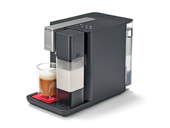 Tchibo Qbo Kapselmaschine, MILK MASTER, Lipstick Red Premium Kapselmaschine für Espresso, Caffè Crema und Caffè Grande, PressBrew Technologie, kompaktes Design
