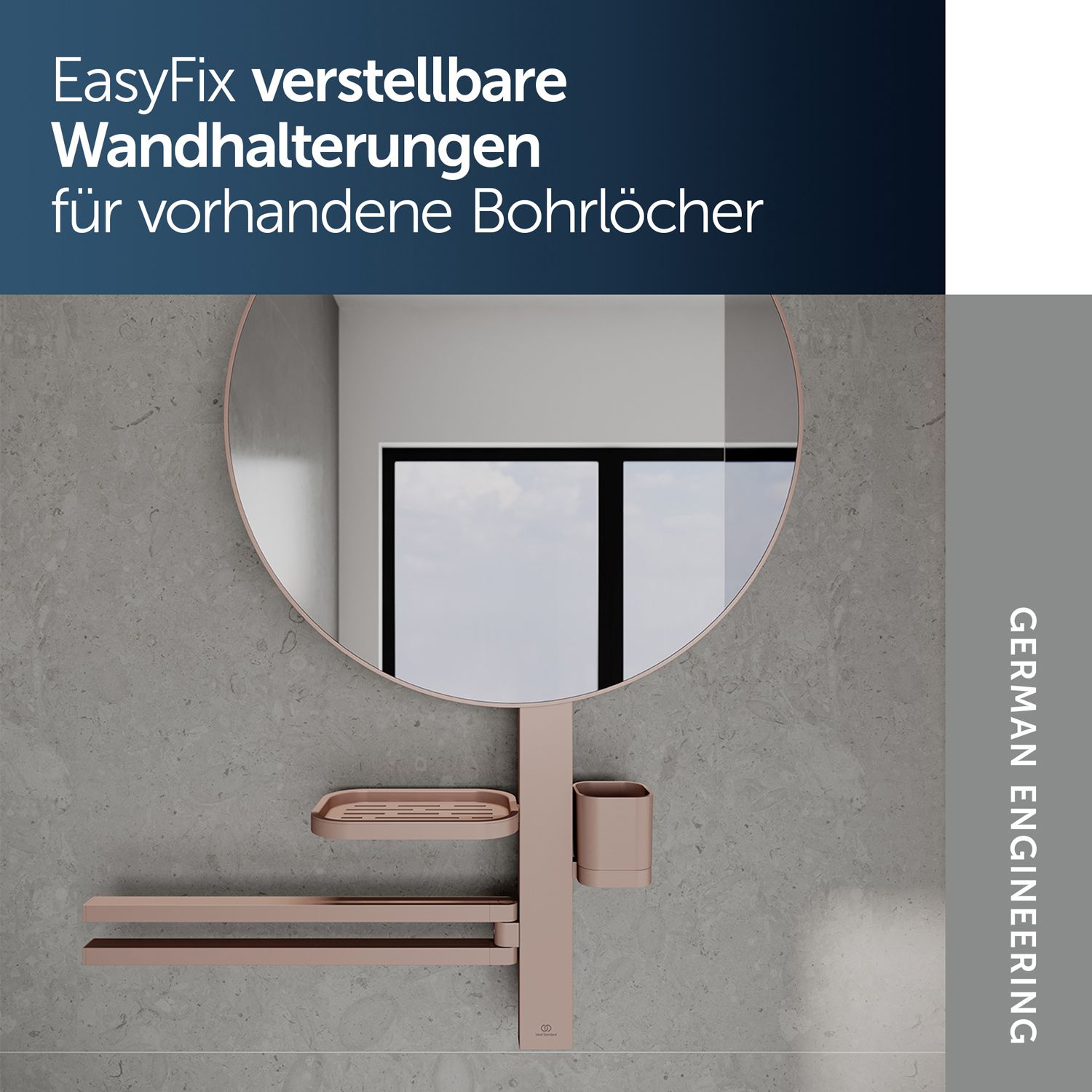 Ideal Standard Beauty Bar Accessoires-Kombination L800 mit Spiegel Ø 50 cm