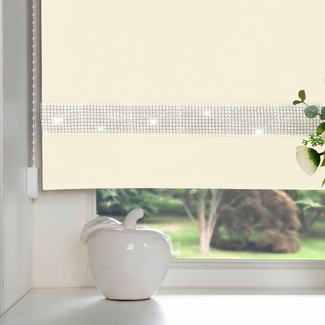 Willa Arlo Interiors Diamante Room Darkening Roller Blind Cream 180cm x 165cm