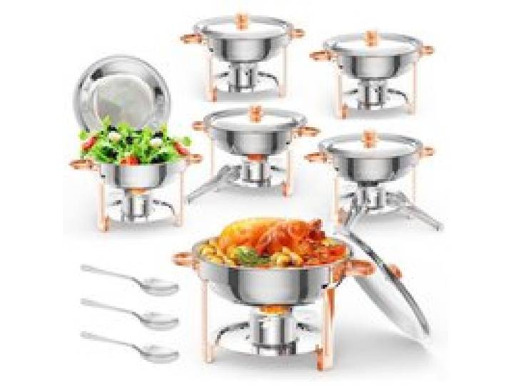 BALOVEBY Réchaud buffet rose gold 5L – Inox 201 démontable – Lot de 6 – Idéal réceptions mariages fêtes