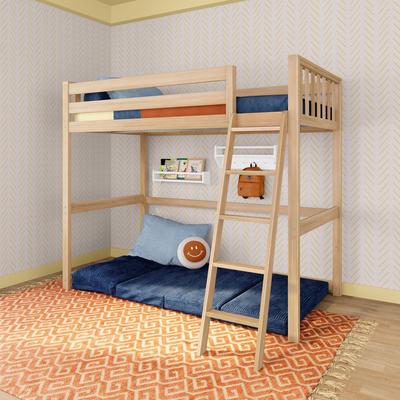 Max & Lily Scandinavian Twin High Loft Bed with Guardrails and Ladder