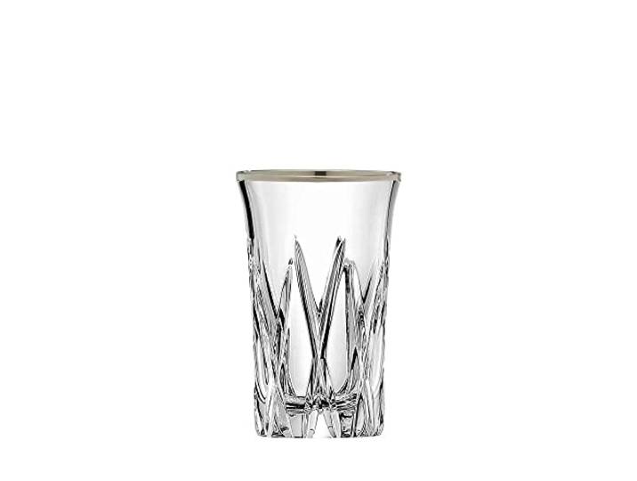 ARNSTADT KRISTALL Stamper Schnapsglas Shot London Platin (8 cm) - Mundgeblasen · von Hand geschliffen · Made in Germany · echter Platinrand