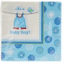 Amscan 511491 - Servietten - Baby Boy! (16 Stück, blau, 33x33cm)