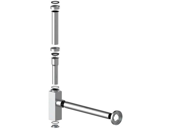 Siphon KIRCHHOFF Design-Siphon , weiß, Ø:3,2cm, Messing, Siphons, Siphon, Flaschensiphon, Wandrohr 30cm, Chrom, 1 1/4 x 32 mm