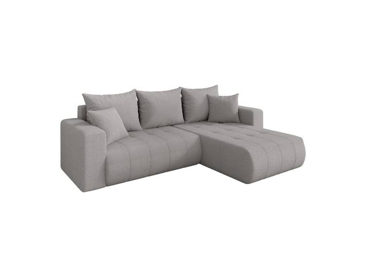 ECKSOFA mit Schlaffunktion Ottomane Rechts MILA-L 277x194x86 Hellgrau Bouclé
