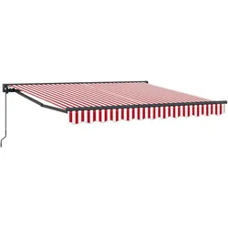 vidaXL Einziehbare Markise Rot und weiße Streifen 300x250 cm Stoff
