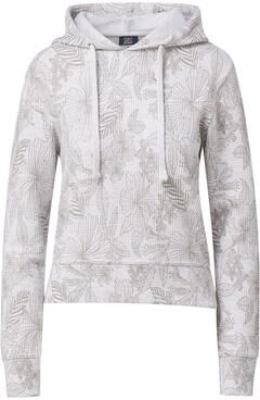 MV Sport W24105 Women's Maddie Floral Print Hooded Sweatshirt in Ash size 2XL   Cotton/Polyester Blend