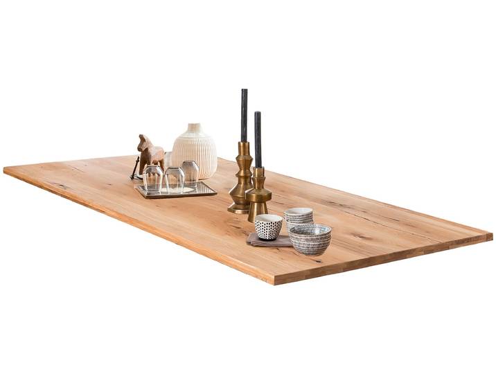 Tischplatte SIT Ravello aus Wildeiche massiv – geölt – markante Maserung , beige (natur), B:220cm H:4cm T:100cm, Massivholz, Tischplatten, Tischplatte, Durchgehende Lamellen und 40 mm starke Aufdopplung