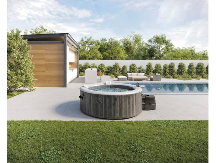 Whirlpool INTEX Greywood Deluxe , grau (grau mit holzmaserung), B:145cm H:71cm L:145cm, Whirlpools, Whirlpool, 145 cm Durchmesser, Topseller