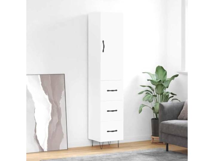 HEFZGDB Modernes Highboard mit Metallfüßen, Langlebiges Highboard mit Türen aus Holzwerkstoff, Stilvolles mit Stauraum, Weißes aus Holzwerkstoff für die Einrichtung