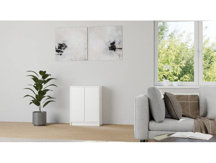 Weißes Sideboard mit Flügeltür MDF Beschichtet MDF Weiß matt